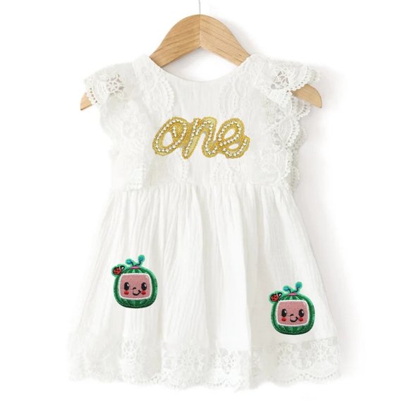 Cocomelon Dress First Birthday Romper Dress Outfit One Smash Coco Melon Clothes - Picture 1 of 11